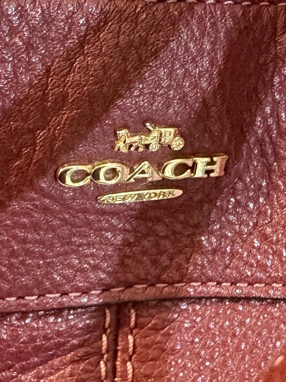 Coach Lexy Pebbled Leather Shoulder Bag Wine oxblood color women’s purse tote - Picture 3 of 13